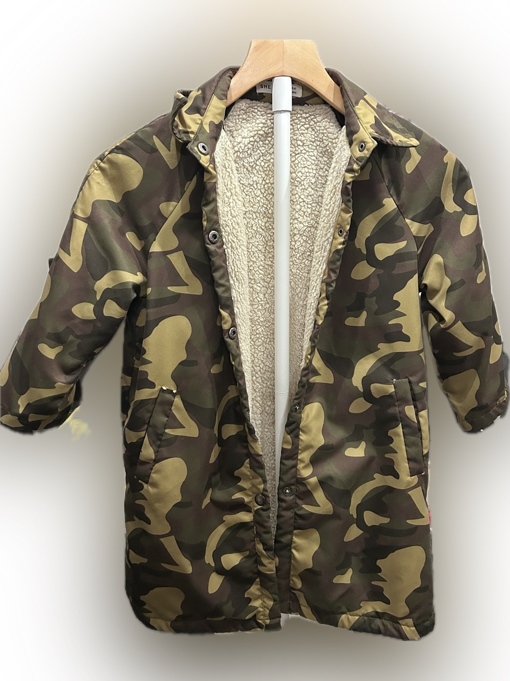 SHEIN Kids Girls Sherpa-Lined Camo Parka